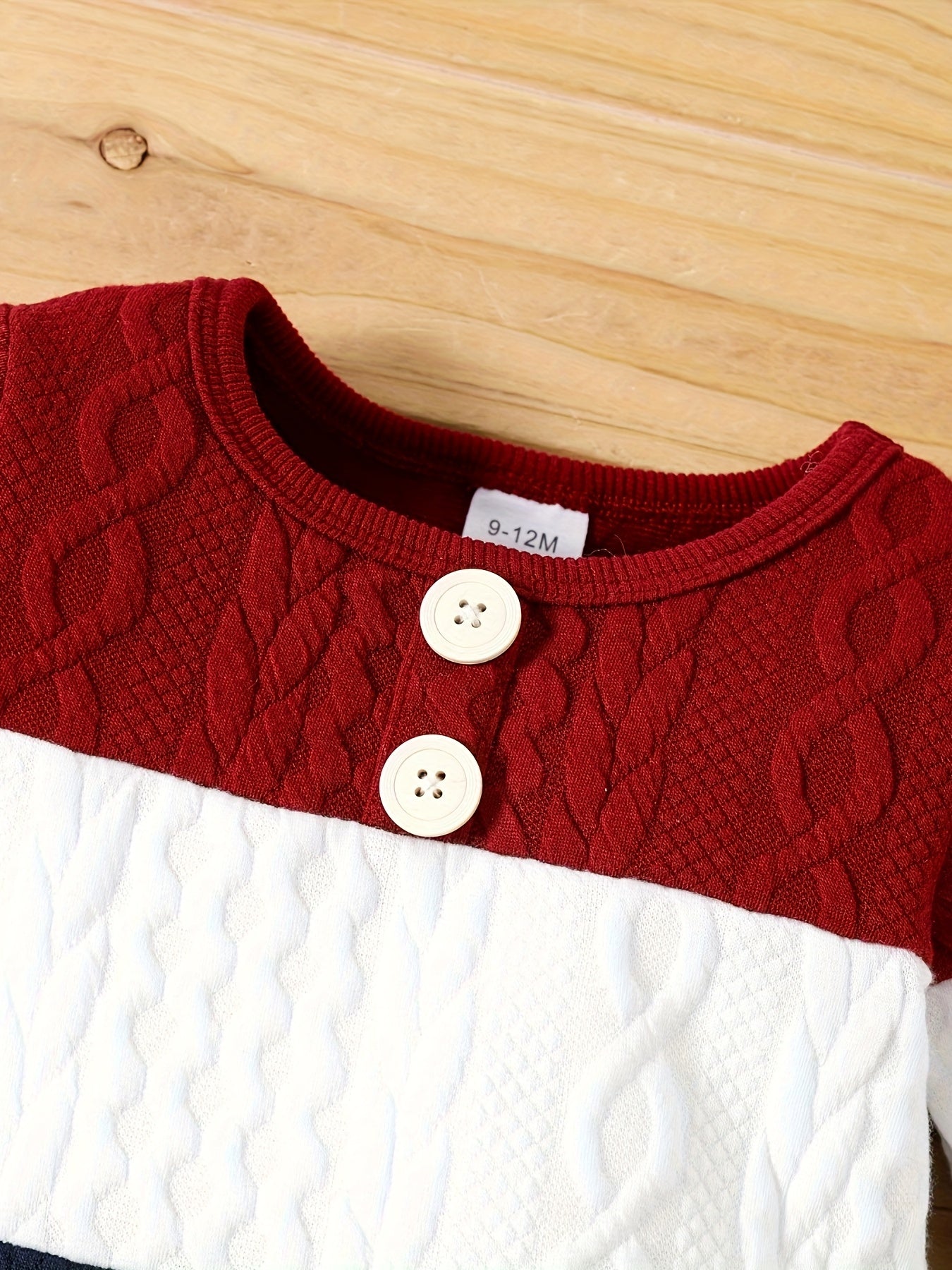 Toddler Baby Boys Cable Knit Contrast Color Bodysuit, Kids Casual Outdoor Clothes