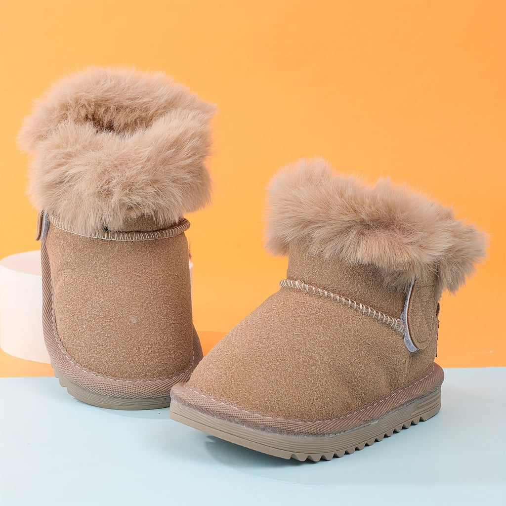 Comfortable Snow Boots For Baby Girls, Soft Warm Plus Fleece Boots For Outdoor Walking Hiking, Winter