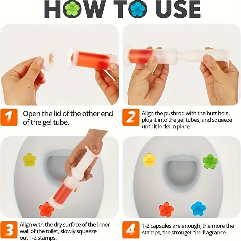 Floral Scent Toilet Gel Stamp - 1Pc, Long-Lasting Bathroom Deodorizer & Freshener, No Battery Needed, Ideal For Home, Hotel, Commercial Use Toilet Brush And Holder Set Toilet Brush And Holder Set For Bathroom