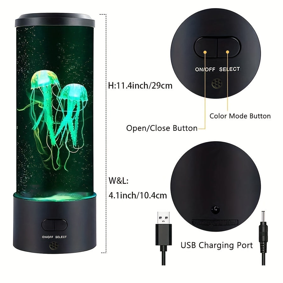 LED Jellyfish Lava Lamp - USB Powered Artificial Jellyfish Aquarium Lamp, Color Changing Night Light for Home Office Room Desk Decor, Perfect Christmas Birthday Romantic Gift for Parents