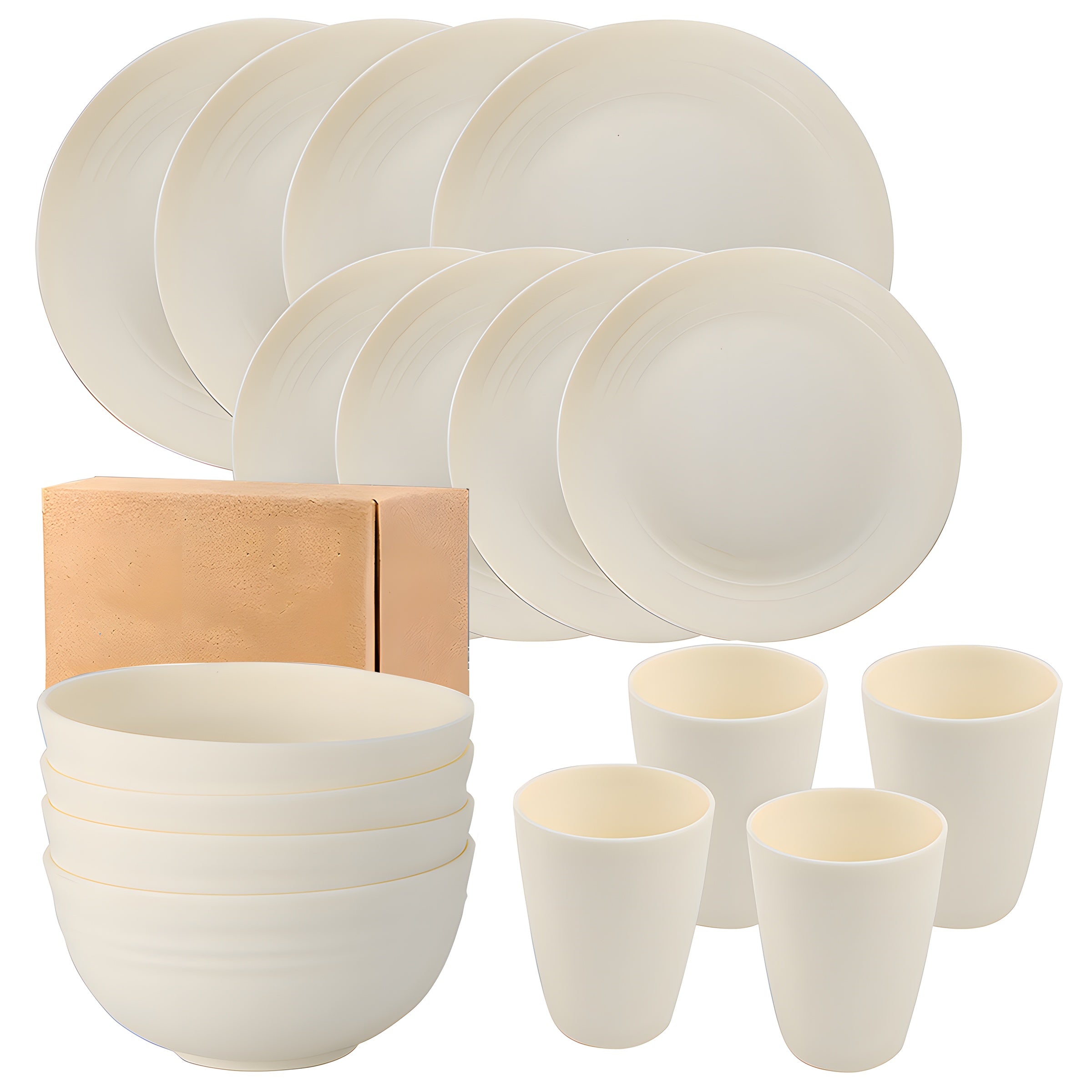 4/16/32pcs, Dinnerware Set, Matte Black Plastic Kitchen Dining Set, Includes 8 Dinner Plates, 8 Dessert Plates, 8 Bowls, 8 Cups Reusable, BPA-Free, For Home And Restaurant Use