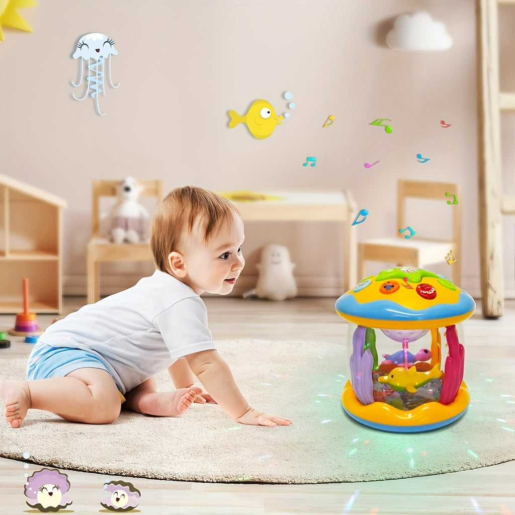 1pc CATNA BUTY Baby Musical Play Gym with Ocean Projector Lights, ABS Material, Interactive Toy for 6-36 Months, Crawling & Tummy Time Development, Suitable for Boys & Girls - Random Colorchristmas Stocking Stuffers, Christma