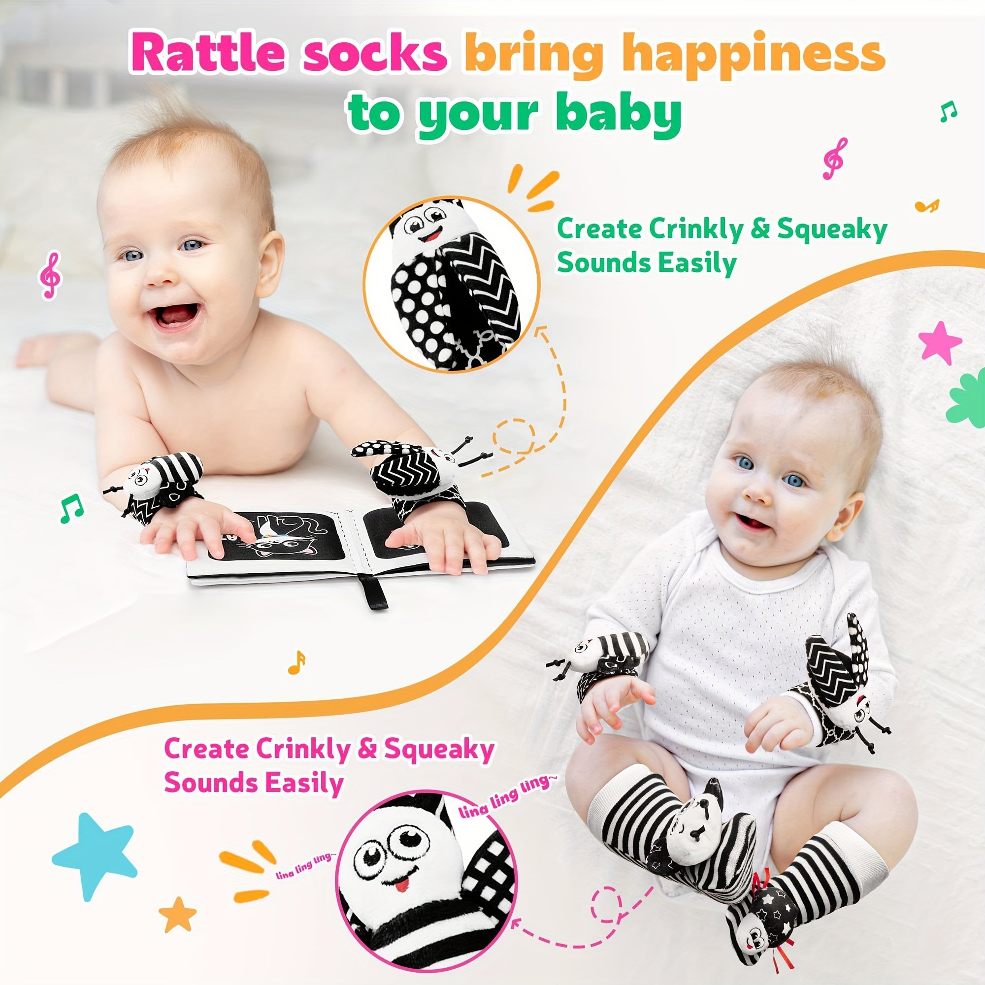 Baby Rattle Socks Toy for Girls And Boys Aged 3-6 Months to 12 Months, Designed for Learning.