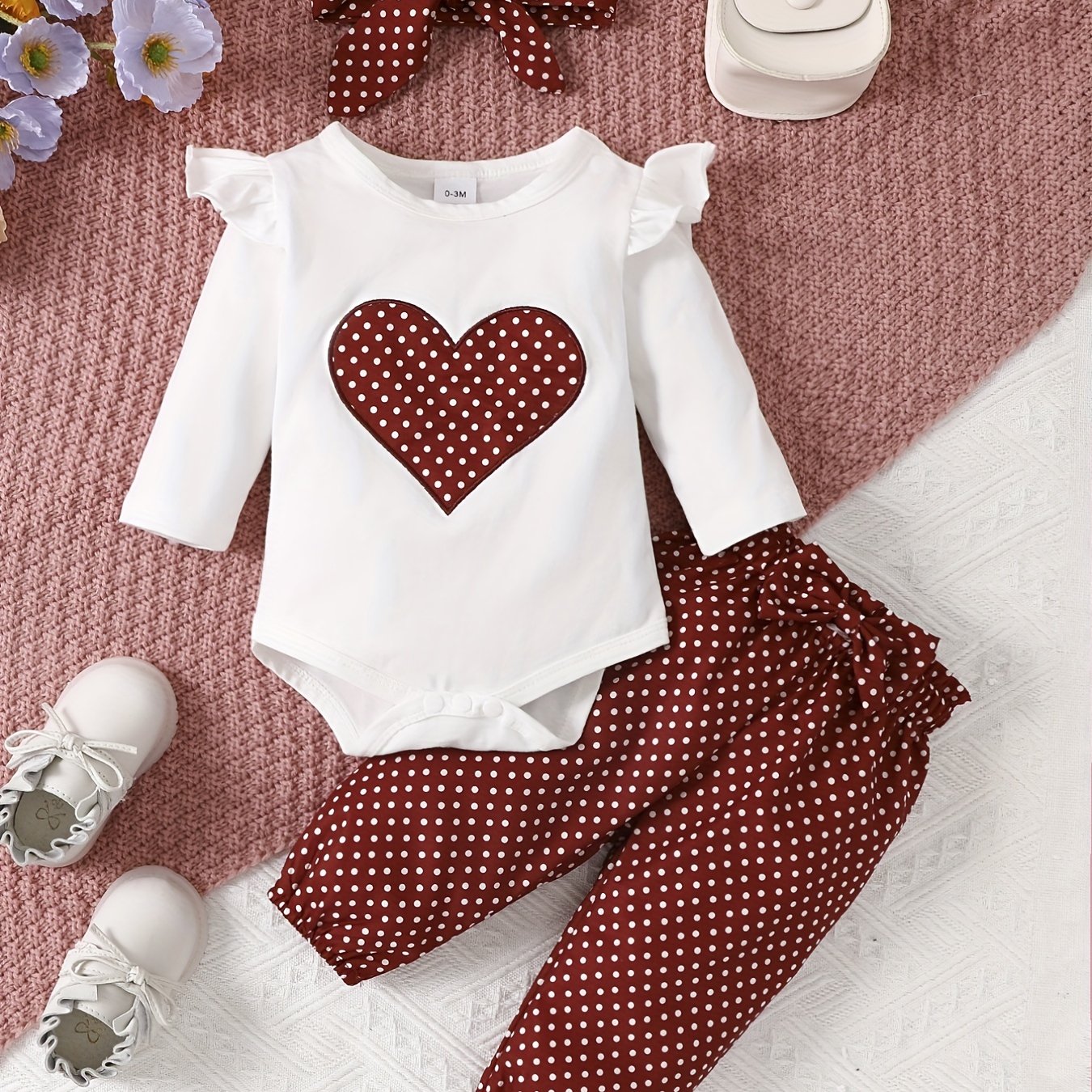 2pcs Baby Girl's Stylish Set, "Isn't She Lovely" Print Long Sleeve Onesie + Polka Dot Pants, Comfy Trendy Outfit Outdoor Clothing