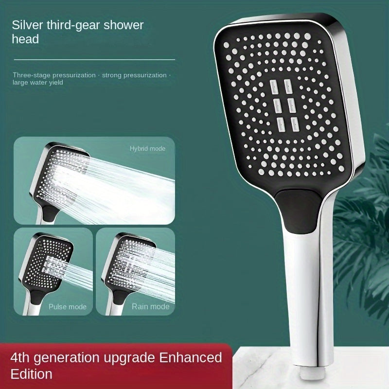 Square Button Shower Head: Ultra-Powerful Boosted Water Pressure Square Large Nozzle Rainfall Handheld Shower for Home Hot Water Heater