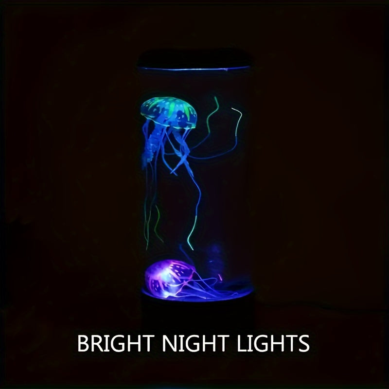 LED Jellyfish Lava Lamp - USB Powered Artificial Jellyfish Aquarium Lamp, Color Changing Night Light for Home Office Room Desk Decor, Perfect Christmas Birthday Romantic Gift for Parents