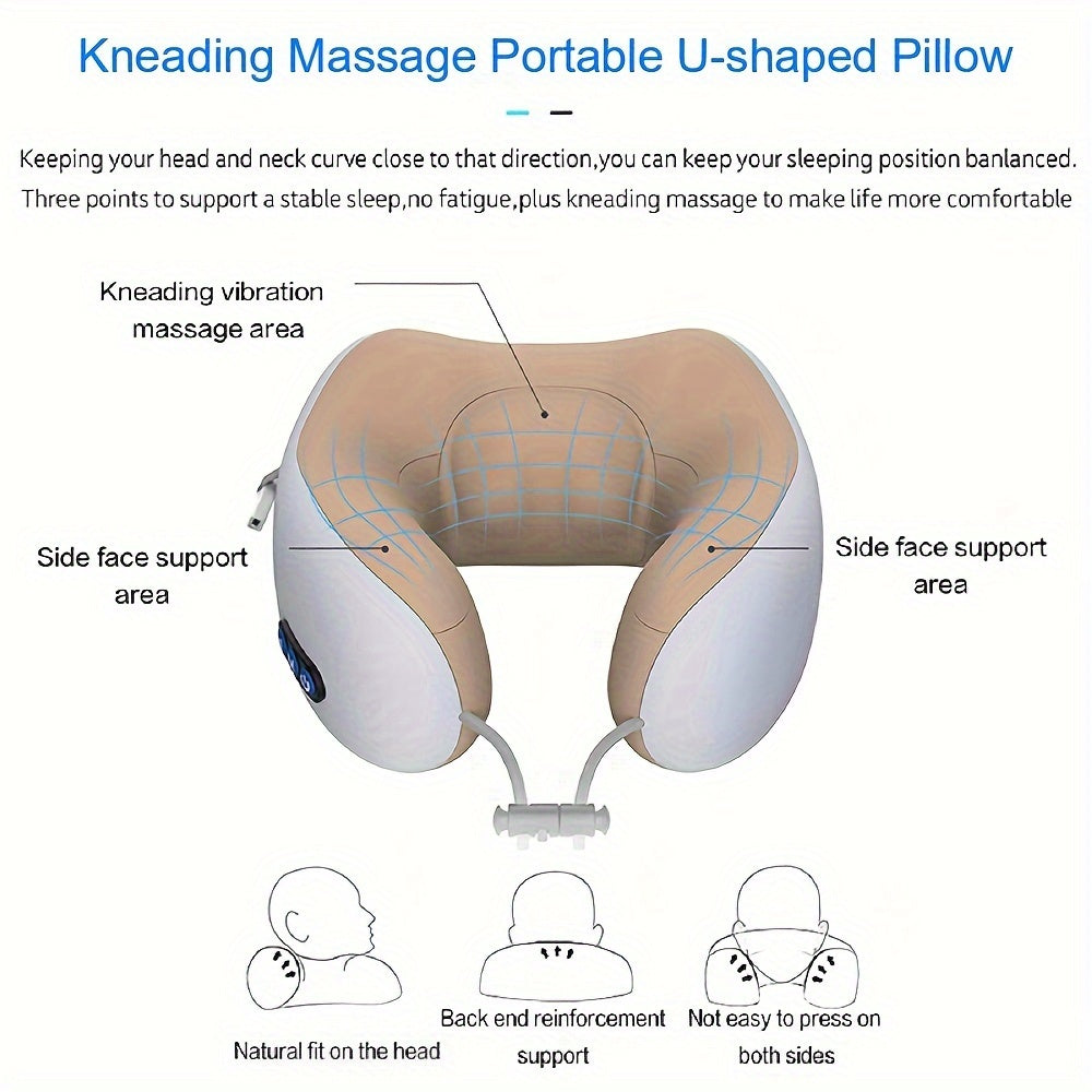 RelaxationPro U-Shaped Neck Massager Pillow - Soothing Heat, Deep Tissue Kneading, Durable Memory Sponge, Ergonomic Design for Airplane, Car, Office, Home, Perfect Gift for Father's Day and Travelers