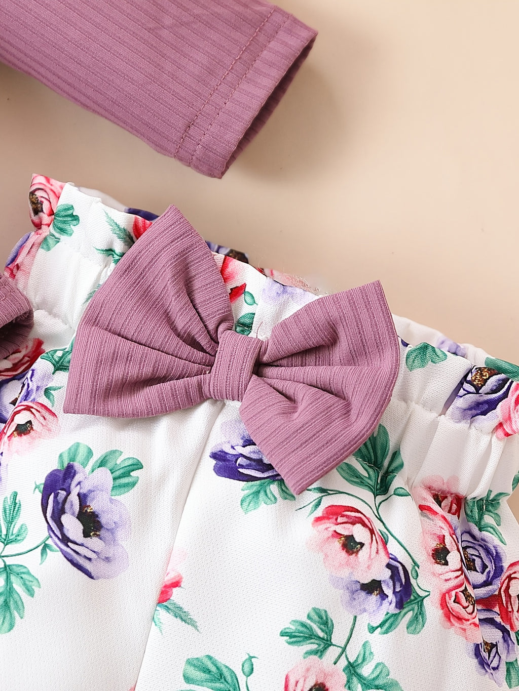 Cute Baby 3pcs Outfits - Floral/leopard Pants & Ruffle Long Sleeve Infant Romper & Headband Set Outdoor Set