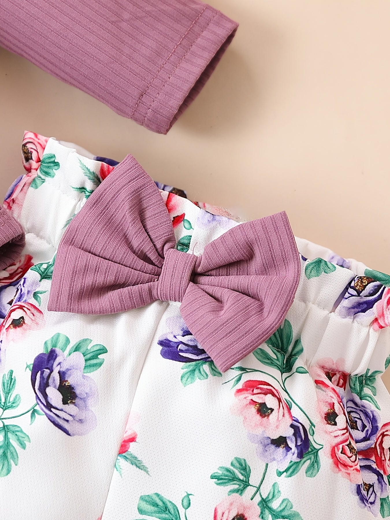 Cute Baby 3pcs Outfits - Floral/leopard Pants & Ruffle Long Sleeve Infant Romper & Headband Set Outdoor Set