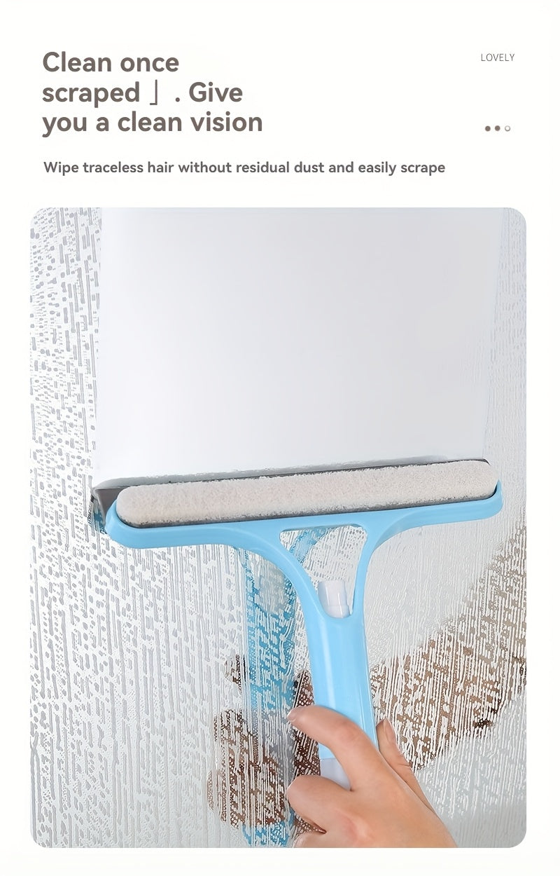 3-in-1 & Mirror Scraper with Removable Microfiber Cloth - Heavy-Duty Plastic Bathroom Window Cleaner, Door, Scraper, and Wiper - No Electricity Needed, Ideal for Home Use