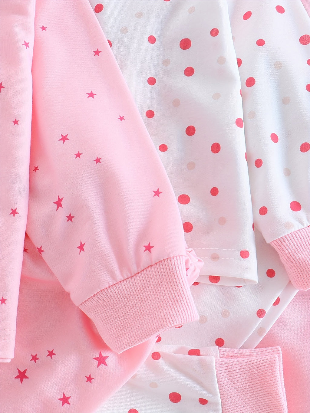 3 Sets Baby Girl's Pink Series Star Pattern Long Sleeve Top & Trousers Pajama Set, Comfy & Skin-friendly PJ Set, Baby Girl's Loungewear, As Daily Gift