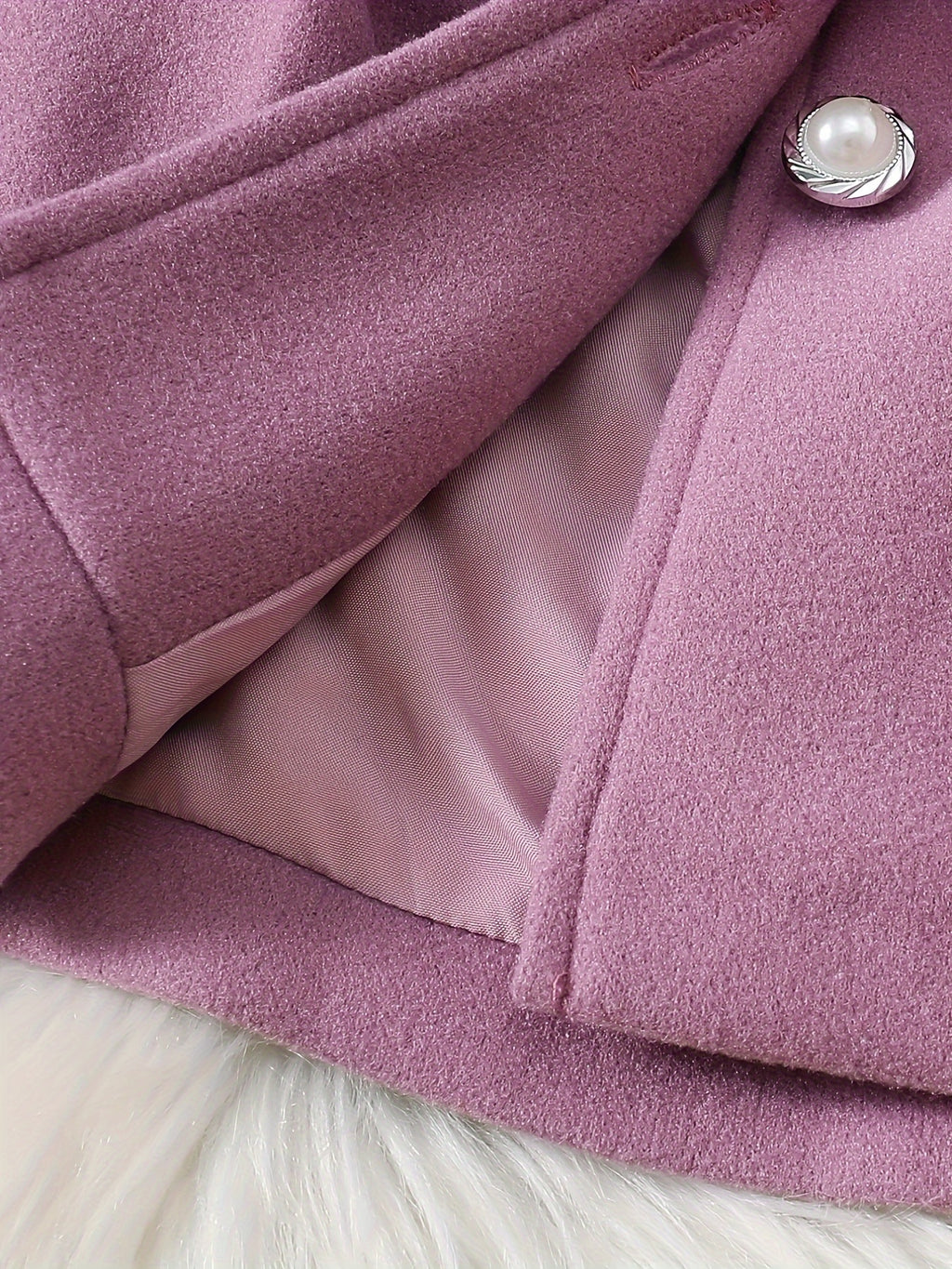 Baby's Elegant Fuzzy Collar Belted Coat, Button Front Warm Overcoat, Baby Girl's Clothing For Fall Winter Outdoor