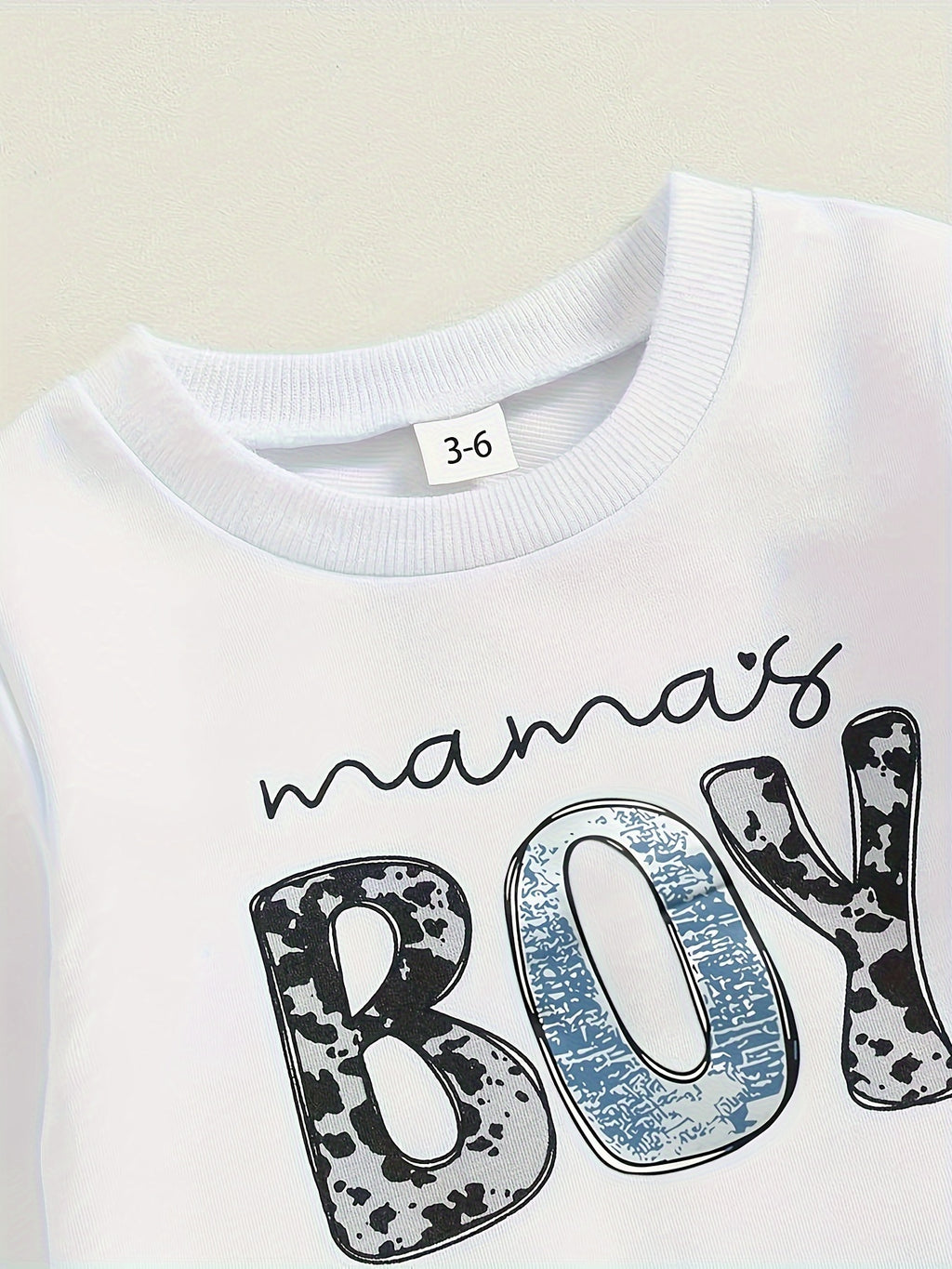 Toddler Baby Boy MAMA'S BOY Letter Print Sweatshirt Top Elastic Waist Sweatpants Outdoor Set, Outdoor Cloth