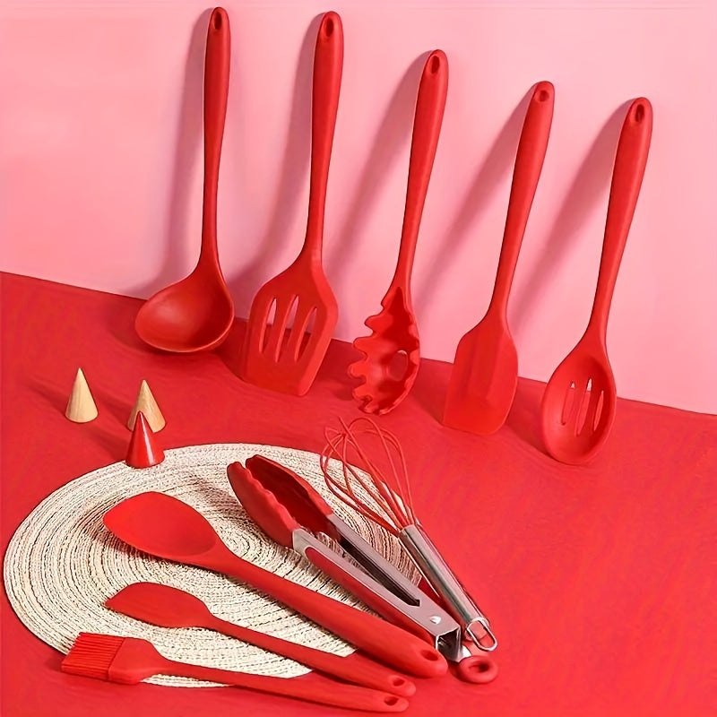 10pcs Premium Heat Resistant Silicone Kitchen Utensils Set - Non-Stick, Easy to Clean, Durable Kitchen Tools for Cooking, Baking, and Serving - Back to School Essentials, Household Baking Kit, and Kitchenware for Home Cooks