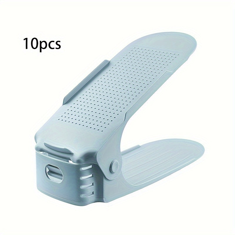 10pcs Adjustable Creative Storage Shoe Rack - Space-Saving Organizer for Entryway, Hallway, Living Room, Bedroom, Bathroom - Convenient Storage Solution for Home and Dormitory with Easy Assembly and Durable Plastic Constructi