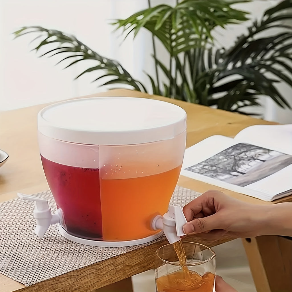 1pc, Rotary Beverage Dispenser, 5L/169oz Heavy Duty Plastic Drink Dispenser, 3 Compartments Water Dispenser, For Parties, Wedding, Drinkware, Kitchen Stuff, Home Kitchen Items