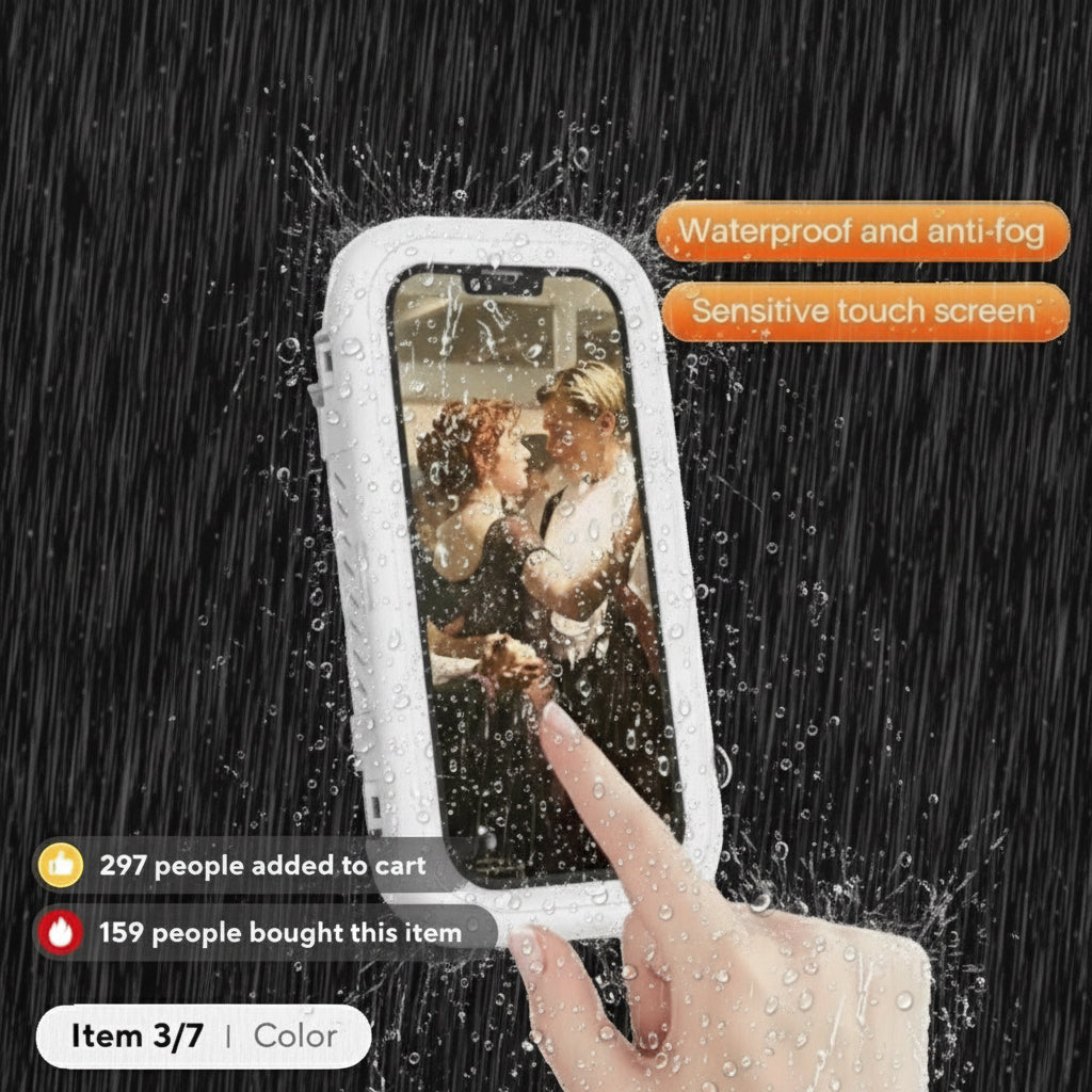 Waterproof Shower Phone Holder – Anti-Fog & Touch Screen