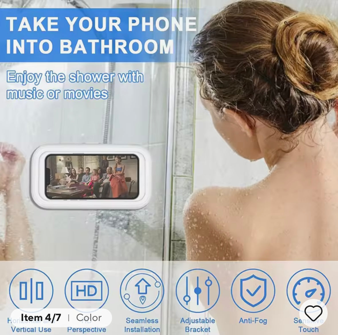Waterproof Shower Phone Holder – Anti-Fog & Touch Screen