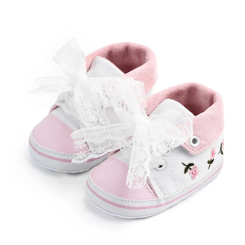Baby Girl Shoes White Lace Floral Embroidered Soft Shoes Prewalker Walking Toddler Kids Shoes First Walker