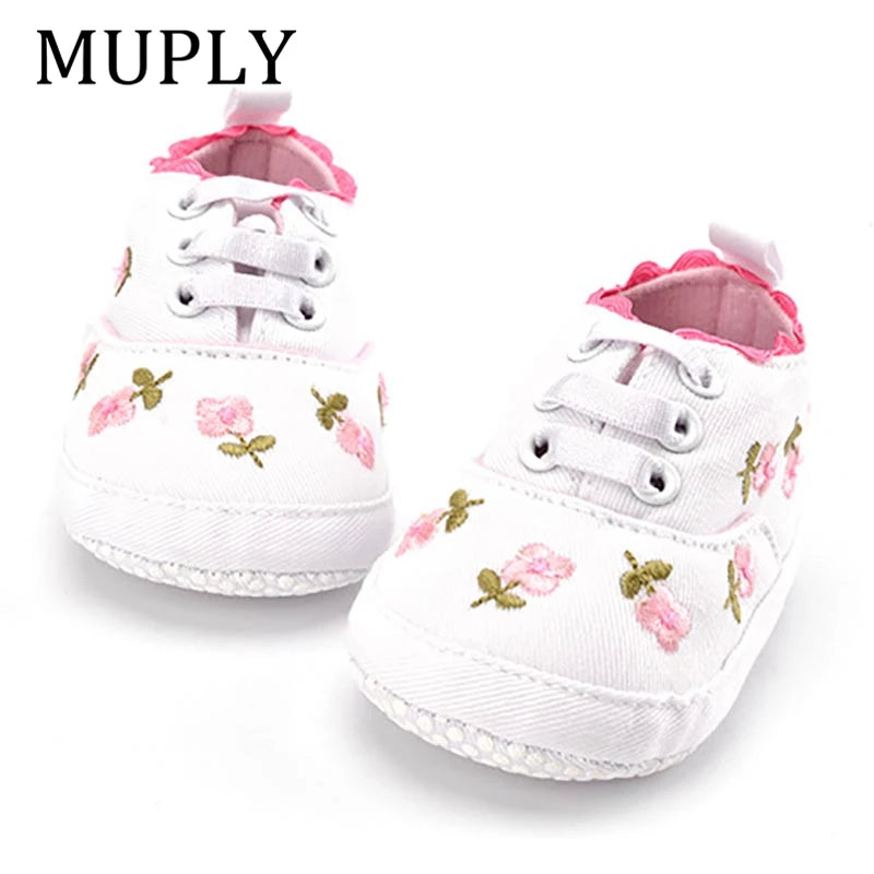 Baby Girl Shoes White Lace Floral Embroidered Soft Shoes Prewalker Walking Toddler Kids Shoes First Walker