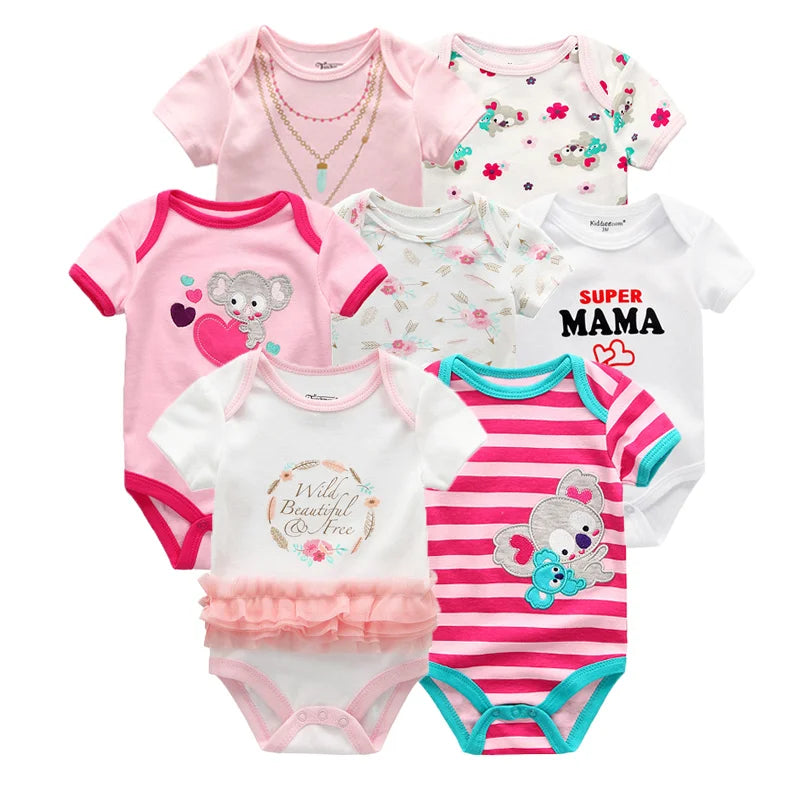 Uniesx Newborn Baby Rompers Clothing 7Pcs/Lot Infant Jumpsuits 100%Cotton Children Roupa De Bebe Girls&Boys Baby Clothes