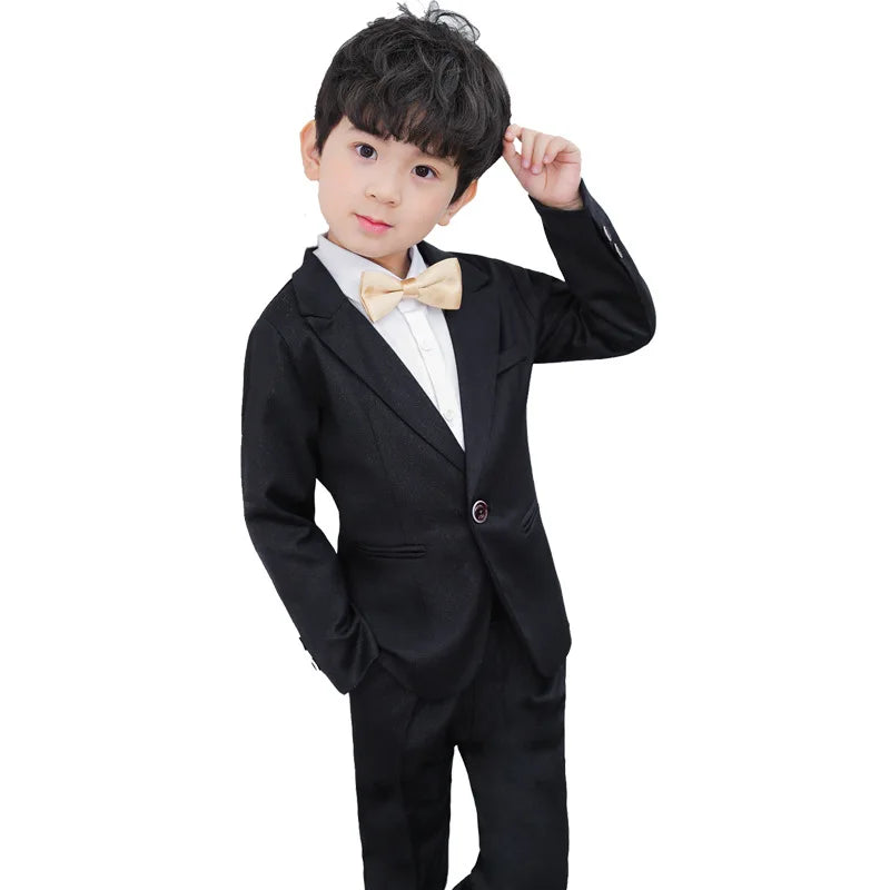 School uniform Dress for boys Formal Birthday Suits for Weddings Blazer Pants 2Pcs Kids Gentleman Party Child Clothing Sets F64