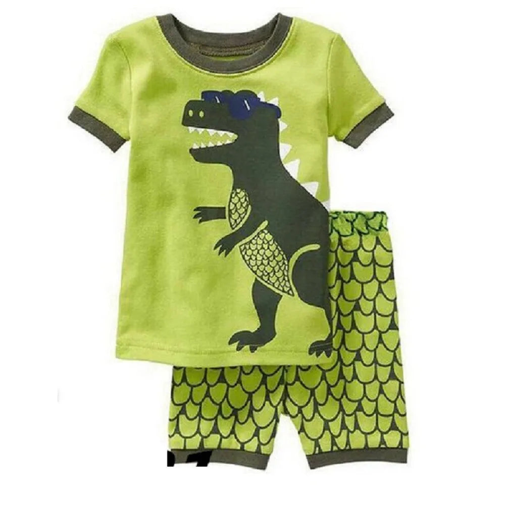 Green Crocodile Baby Boy Clothes Set Bike Children Tee Shirts Pants Suits Kids Outfit 100% Cotton Tops Panties 2 3 4 5 6 7 Years