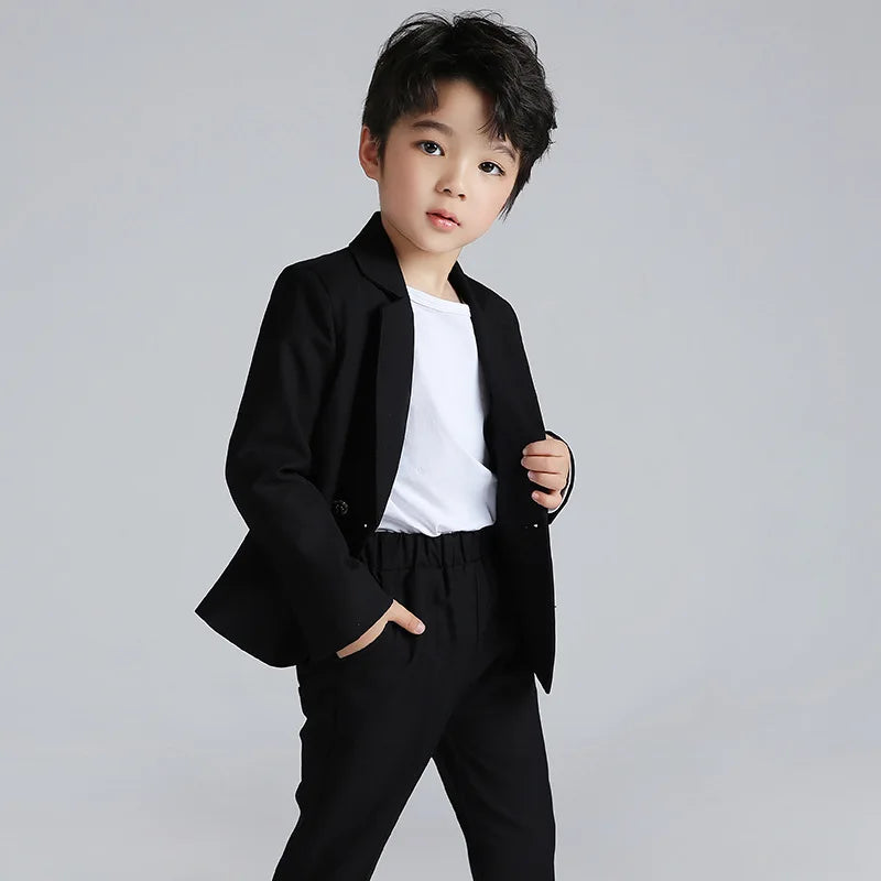 School uniform Dress for boys Formal Birthday Suits for Weddings Blazer Pants 2Pcs Kids Gentleman Party Child Clothing Sets F64
