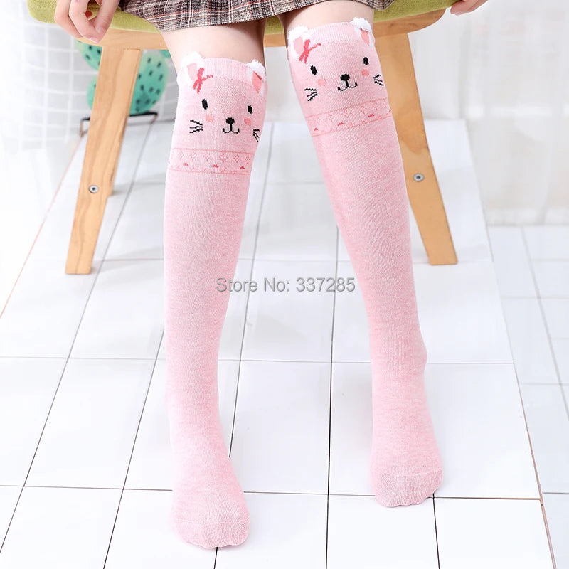 Children warmer ankle short lovely socks Cartoon Cute Kids Girl Knee High Socks infant cotton Baby Animal Over Knee Socks girls