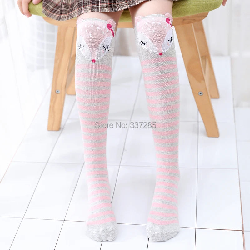 Children warmer ankle short lovely socks Cartoon Cute Kids Girl Knee High Socks infant cotton Baby Animal Over Knee Socks girls