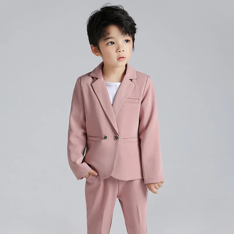 School uniform Dress for boys Formal Birthday Suits for Weddings Blazer Pants 2Pcs Kids Gentleman Party Child Clothing Sets F64