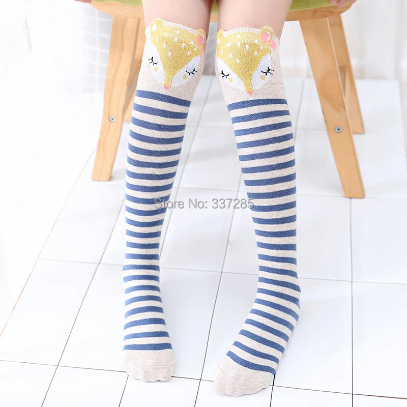 Children warmer ankle short lovely socks Cartoon Cute Kids Girl Knee High Socks infant cotton Baby Animal Over Knee Socks girls