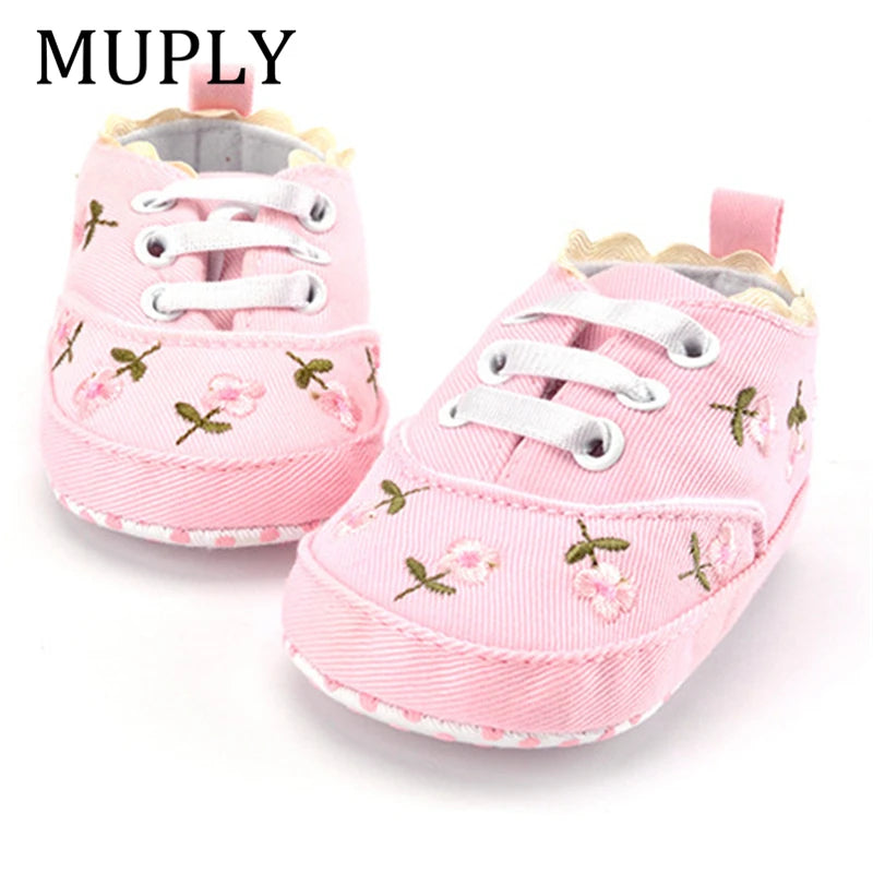 Baby Girl Shoes White Lace Floral Embroidered Soft Shoes Prewalker Walking Toddler Kids Shoes First Walker