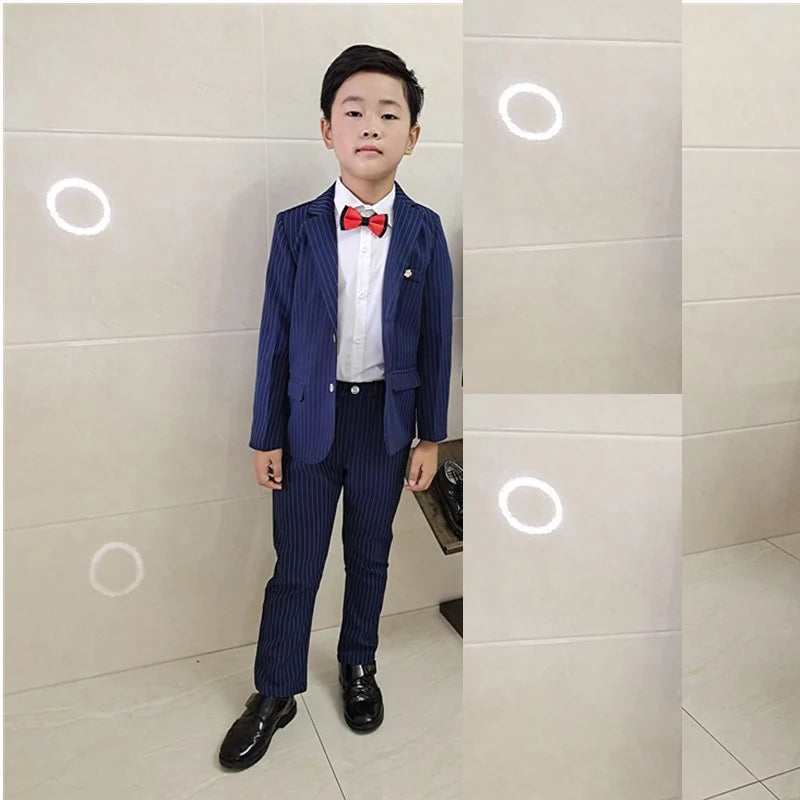 School uniform Dress for boys Formal Birthday Suits for Weddings Blazer Pants 2Pcs Kids Gentleman Party Child Clothing Sets F64