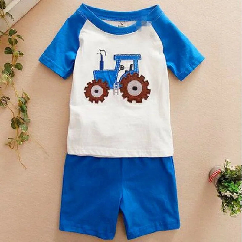 Green Crocodile Baby Boy Clothes Set Bike Children Tee Shirts Pants Suits Kids Outfit 100% Cotton Tops Panties 2 3 4 5 6 7 Years