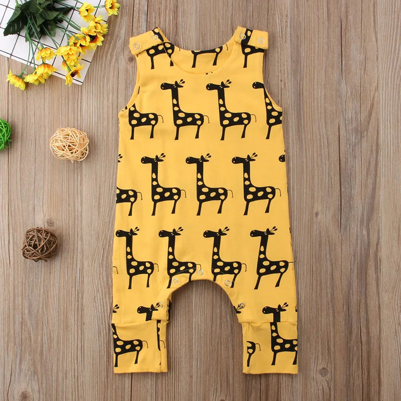 2024 Brand New 0-24M Cute Newborn Baby Boy Girl Sleeveless Cartoon Animal Cotton Romper Jumpsuit Outfits Summer Clothes