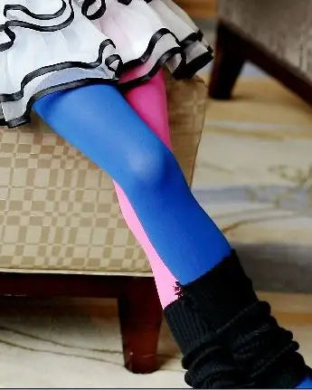 3-9 Years Girls Candy Color Tights Baby Kids Cute Velvet Pantyhose Contrast Combination Color Girl Spring Warm Dance Stockings