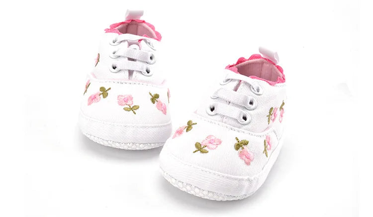 Baby Girl Shoes White Lace Floral Embroidered Soft Shoes Prewalker Walking Toddler Kids Shoes First Walker