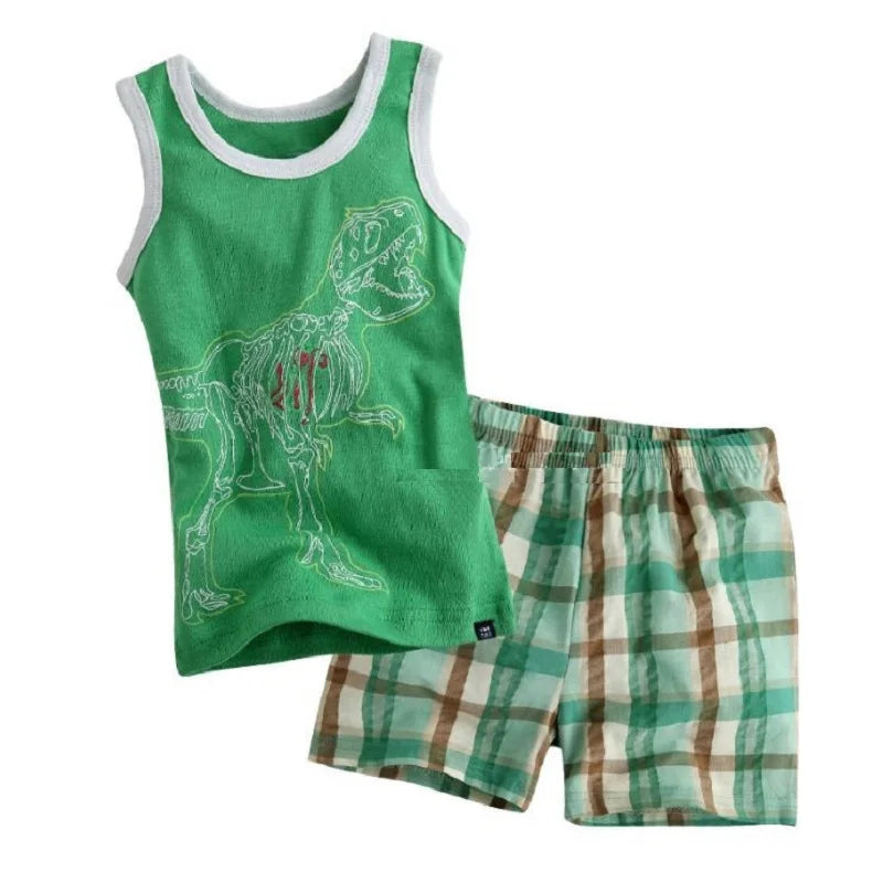 Green Crocodile Baby Boy Clothes Set Bike Children Tee Shirts Pants Suits Kids Outfit 100% Cotton Tops Panties 2 3 4 5 6 7 Years