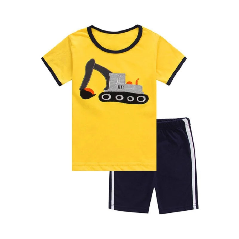 Green Crocodile Baby Boy Clothes Set Bike Children Tee Shirts Pants Suits Kids Outfit 100% Cotton Tops Panties 2 3 4 5 6 7 Years