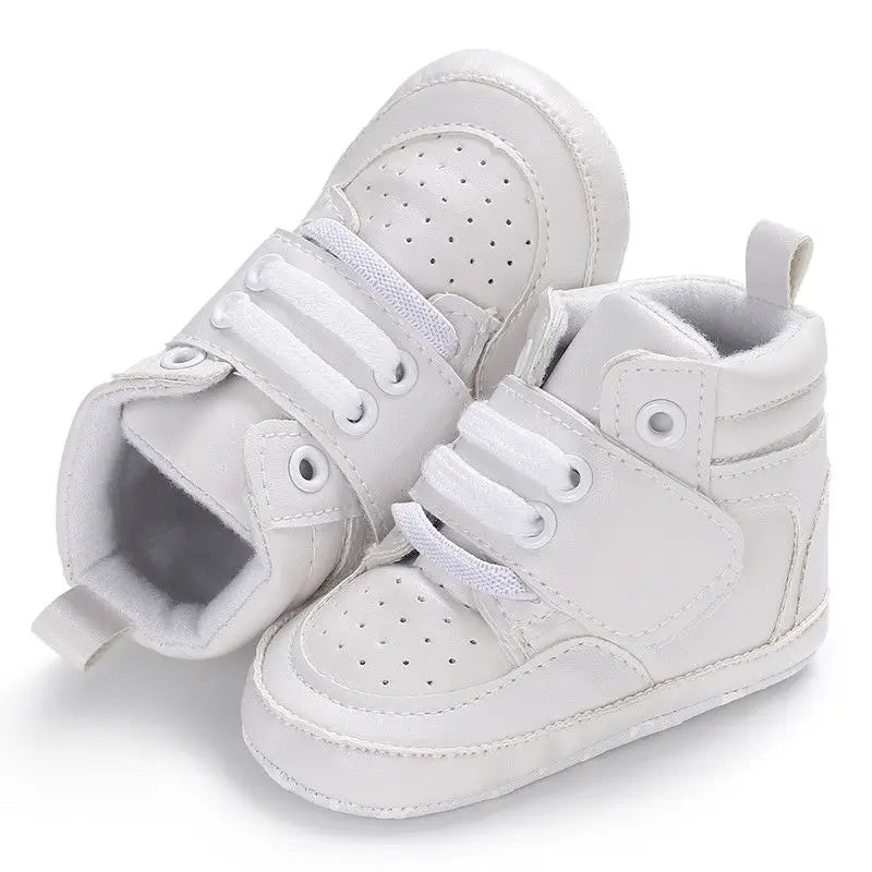 2024 Brand New Newborn Baby Boy Girl Soft Sole Crib Shoes Warm Boots Anti-slip Sneaker PU Breathable Solid First Walkers 0-18M