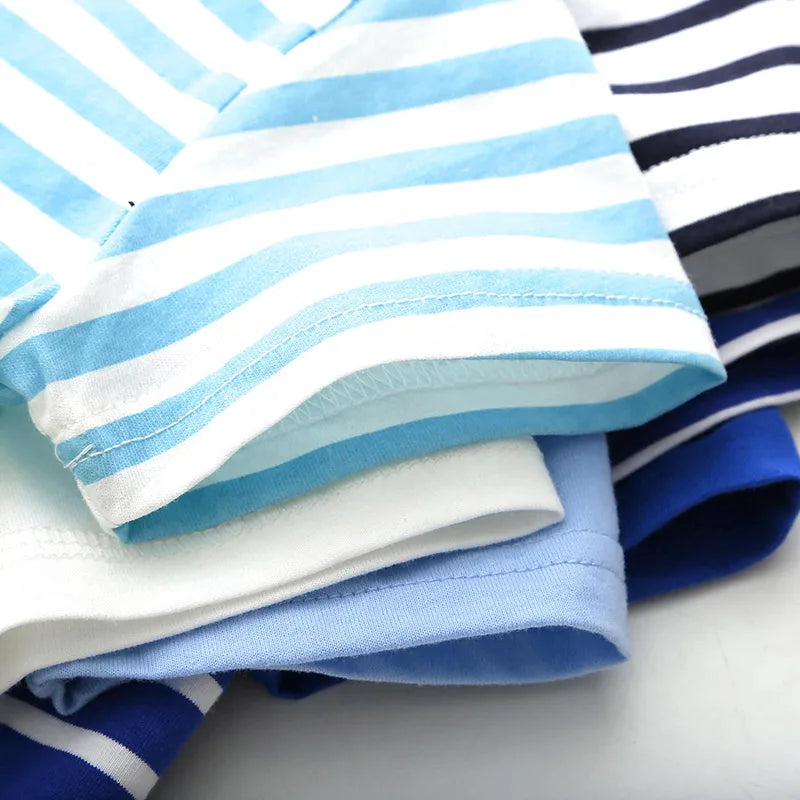 2025 Summer 2 3 4 5 6 8 10 Children's Clothing Dinosaur Car Stripe Print Short Sleeve Cotton Basic Tops Kids Boy Cartoon T-Shirt