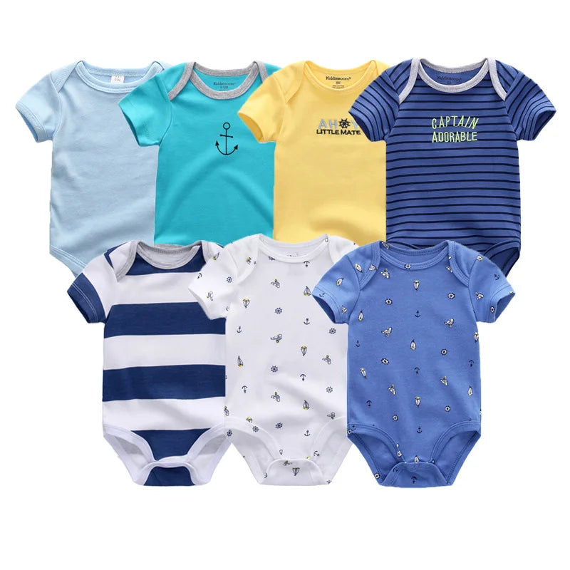 Uniesx Newborn Baby Rompers Clothing 7Pcs/Lot Infant Jumpsuits 100%Cotton Children Roupa De Bebe Girls&Boys Baby Clothes
