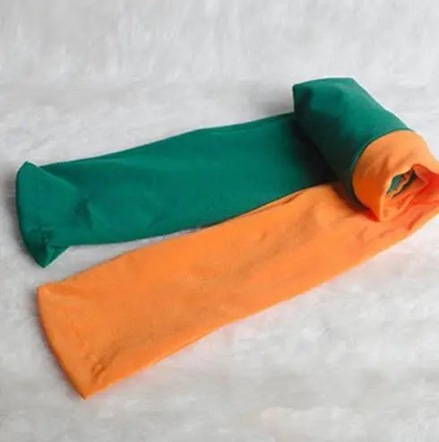 3-9 Years Girls Candy Color Tights Baby Kids Cute Velvet Pantyhose Contrast Combination Color Girl Spring Warm Dance Stockings