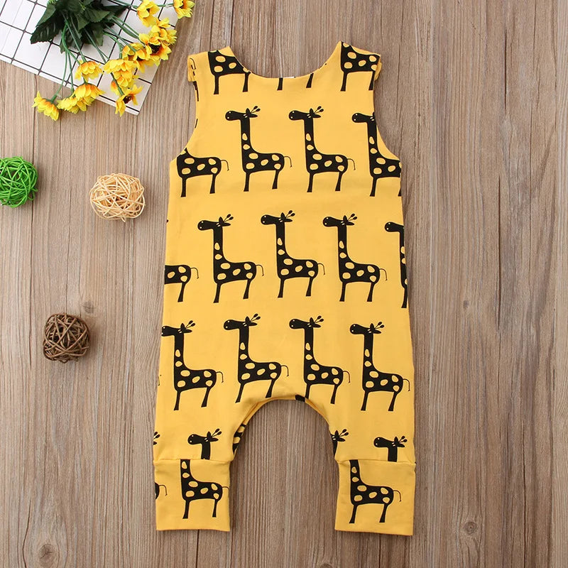 2024 Brand New 0-24M Cute Newborn Baby Boy Girl Sleeveless Cartoon Animal Cotton Romper Jumpsuit Outfits Summer Clothes