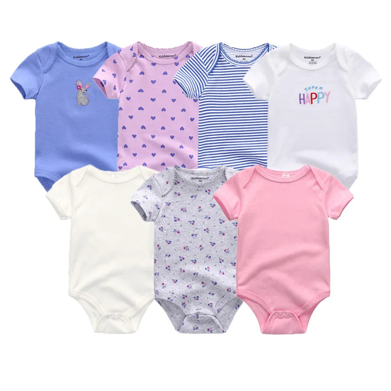 Uniesx Newborn Baby Rompers Clothing 7Pcs/Lot Infant Jumpsuits 100%Cotton Children Roupa De Bebe Girls&Boys Baby Clothes