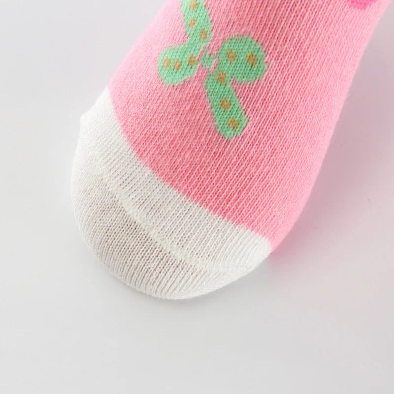 5 pairs/lot Spring Autumn High Quality Girls Socks Cotton Butterfly Candy Color Socks For Girls 3- 12 Year Children Socks