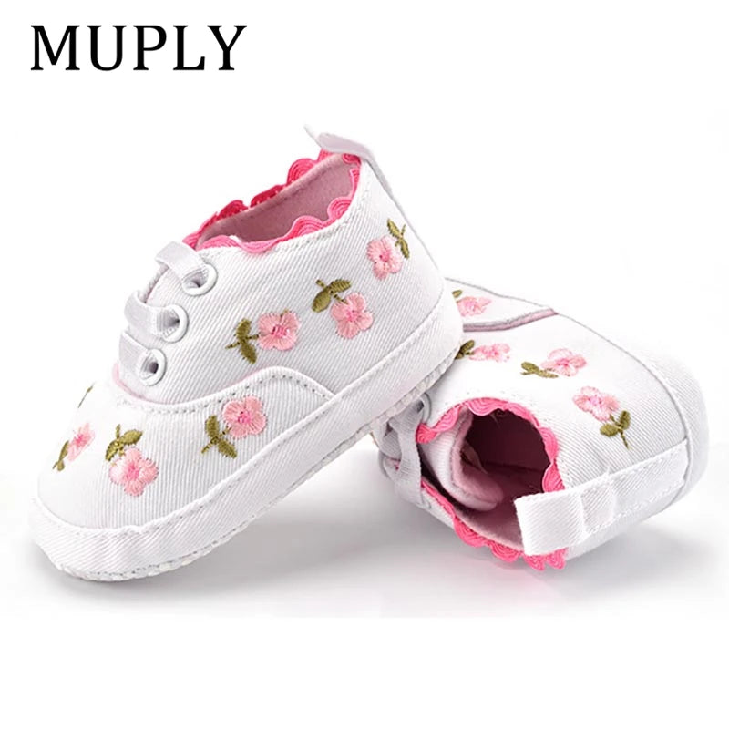 Baby Girl Shoes White Lace Floral Embroidered Soft Shoes Prewalker Walking Toddler Kids Shoes First Walker