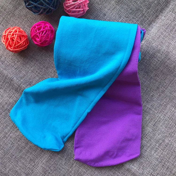 3-9 Years Girls Candy Color Tights Baby Kids Cute Velvet Pantyhose Contrast Combination Color Girl Spring Warm Dance Stockings
