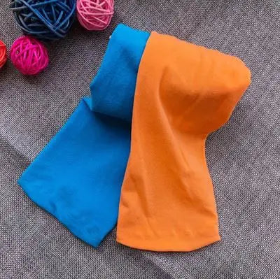 3-9 Years Girls Candy Color Tights Baby Kids Cute Velvet Pantyhose Contrast Combination Color Girl Spring Warm Dance Stockings